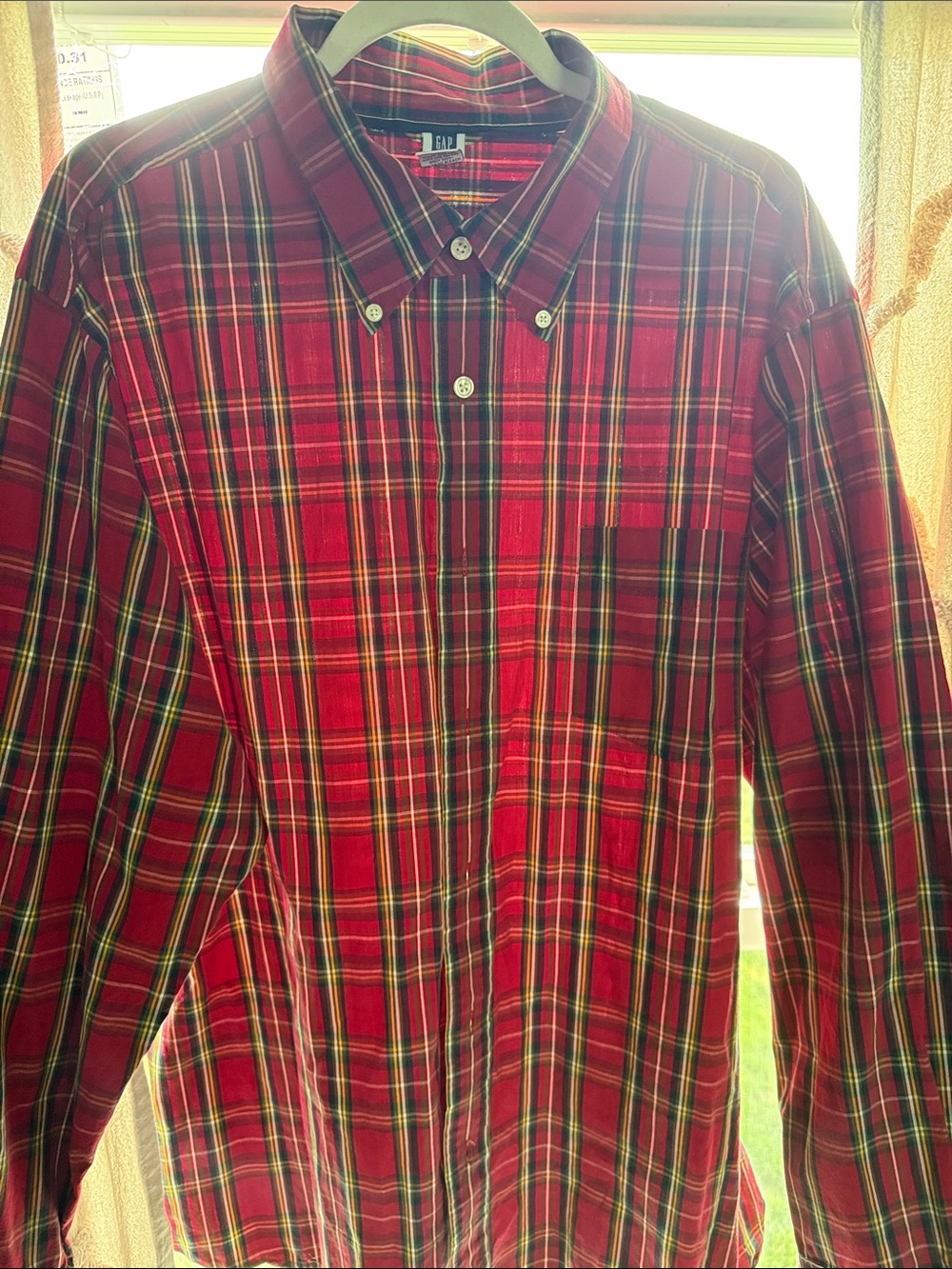 GAP Red Plaid Button-Down Shirt